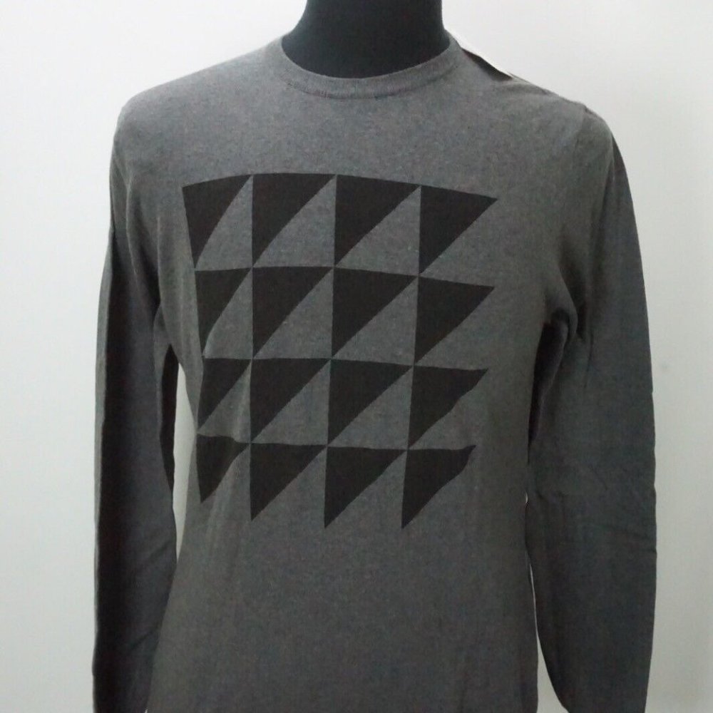 Eidos Gray Black Patterned Crewneck Cashmere Blend Sweater Sz M BRAND NEW